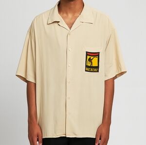 Vintage Bristol Hotel Cairo Egypt Silk Shirt The Collection Mens XL Short Sleeve